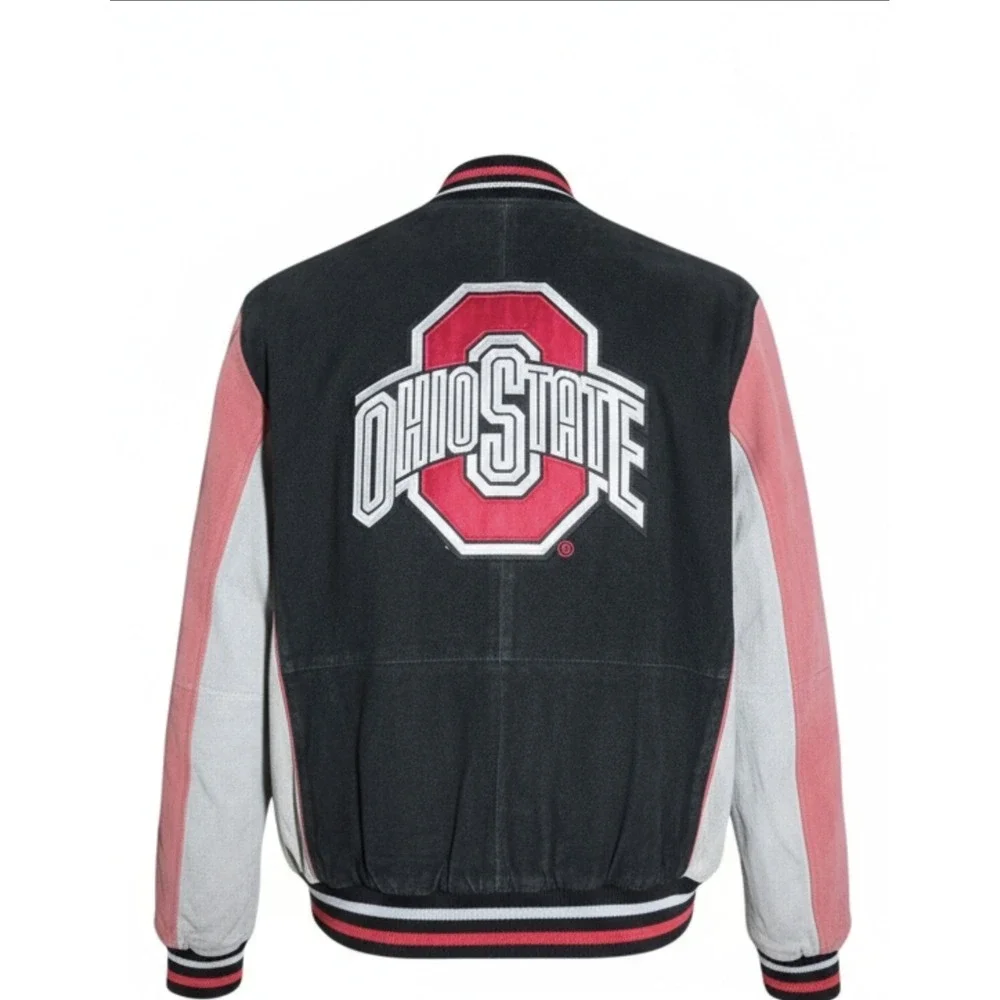Vintage Ohio State Buckeyes Varsity Jacket‎ Men's L Suede Leather Collegiate